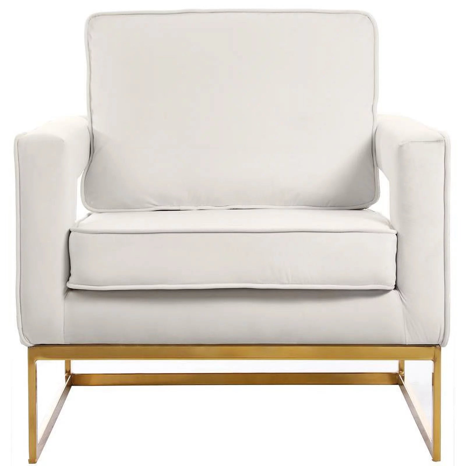 Noah Cream Velvet Accent Chair with Gold Iron Base