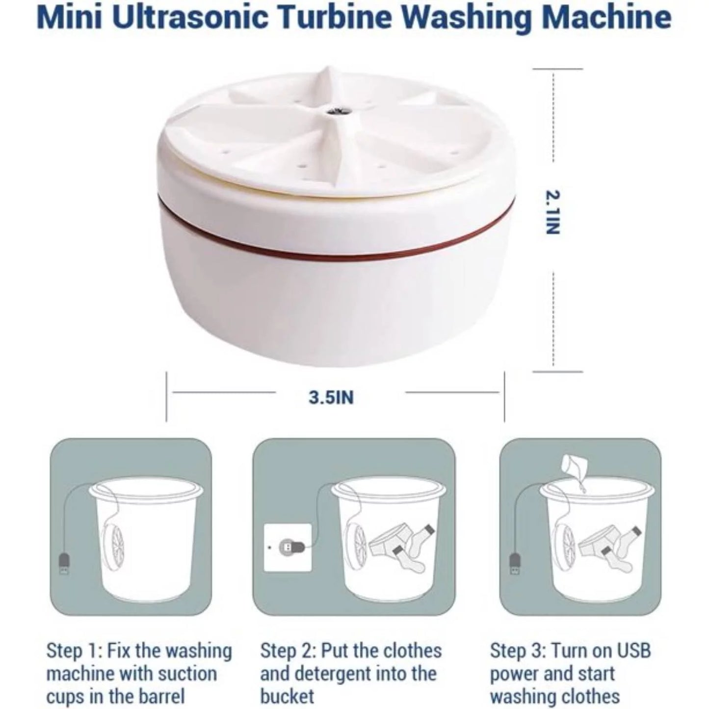 Mini Washing Machine, Portable Washing Machine Turbo Washing Machine for Travelling, Business Trip, Camping, College Room, for Cleaning Sock, Underwear, Small Rags